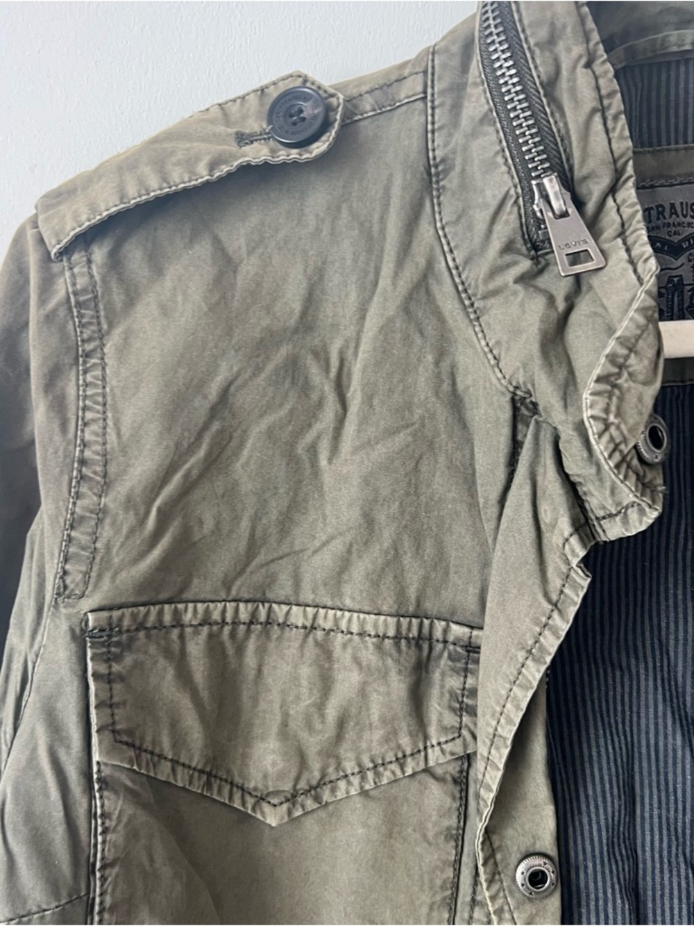 Levi’s Utility Jacket Olive Green Military Style XS Lightweight Field - Picture 4 of 5